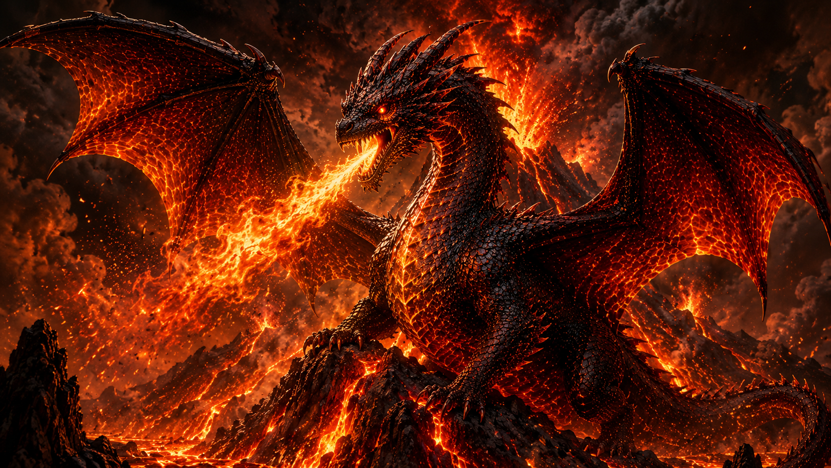 Ember cinematic dragon hero artwork