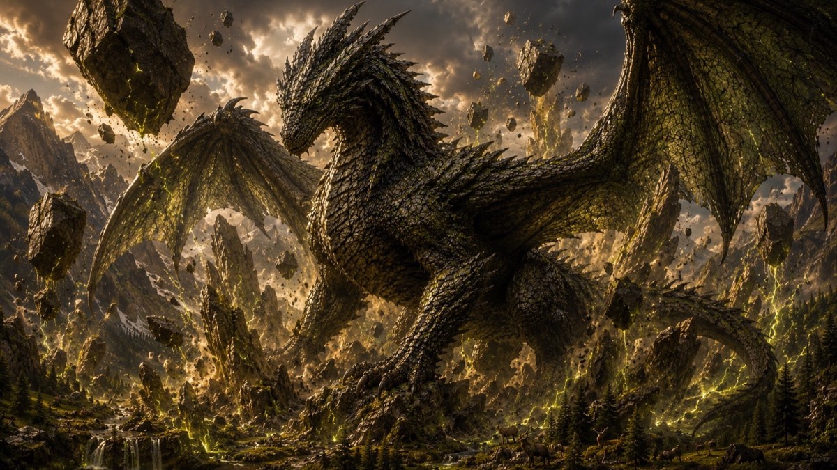 Gravok cinematic dragon hero artwork