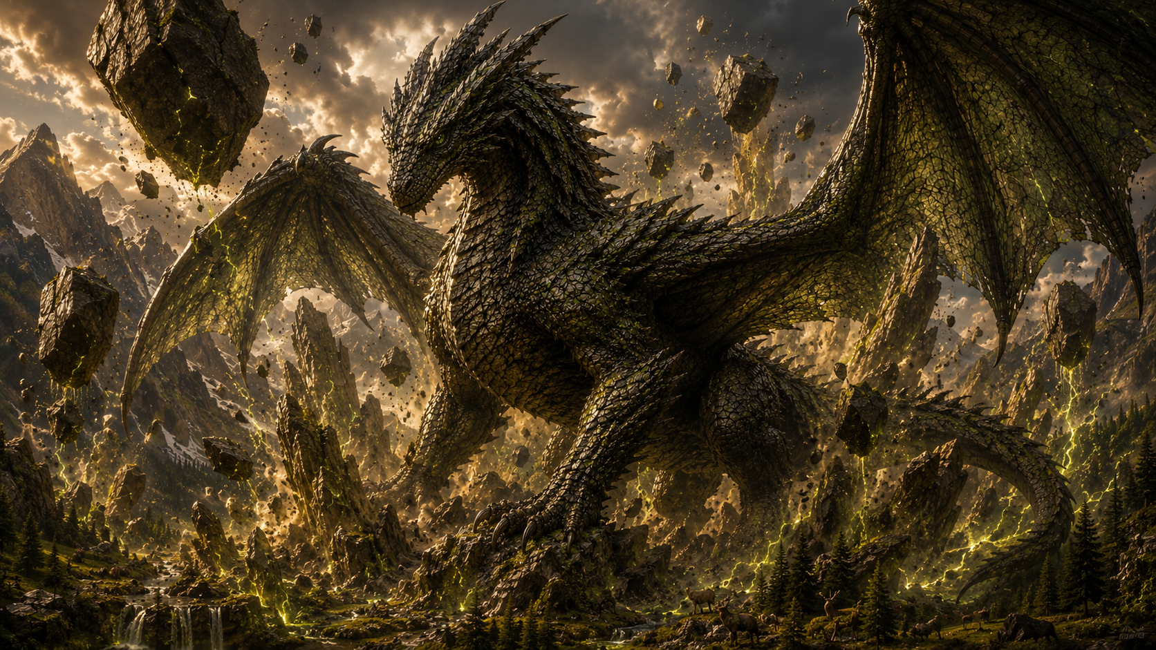 Gravok cinematic dragon hero artwork